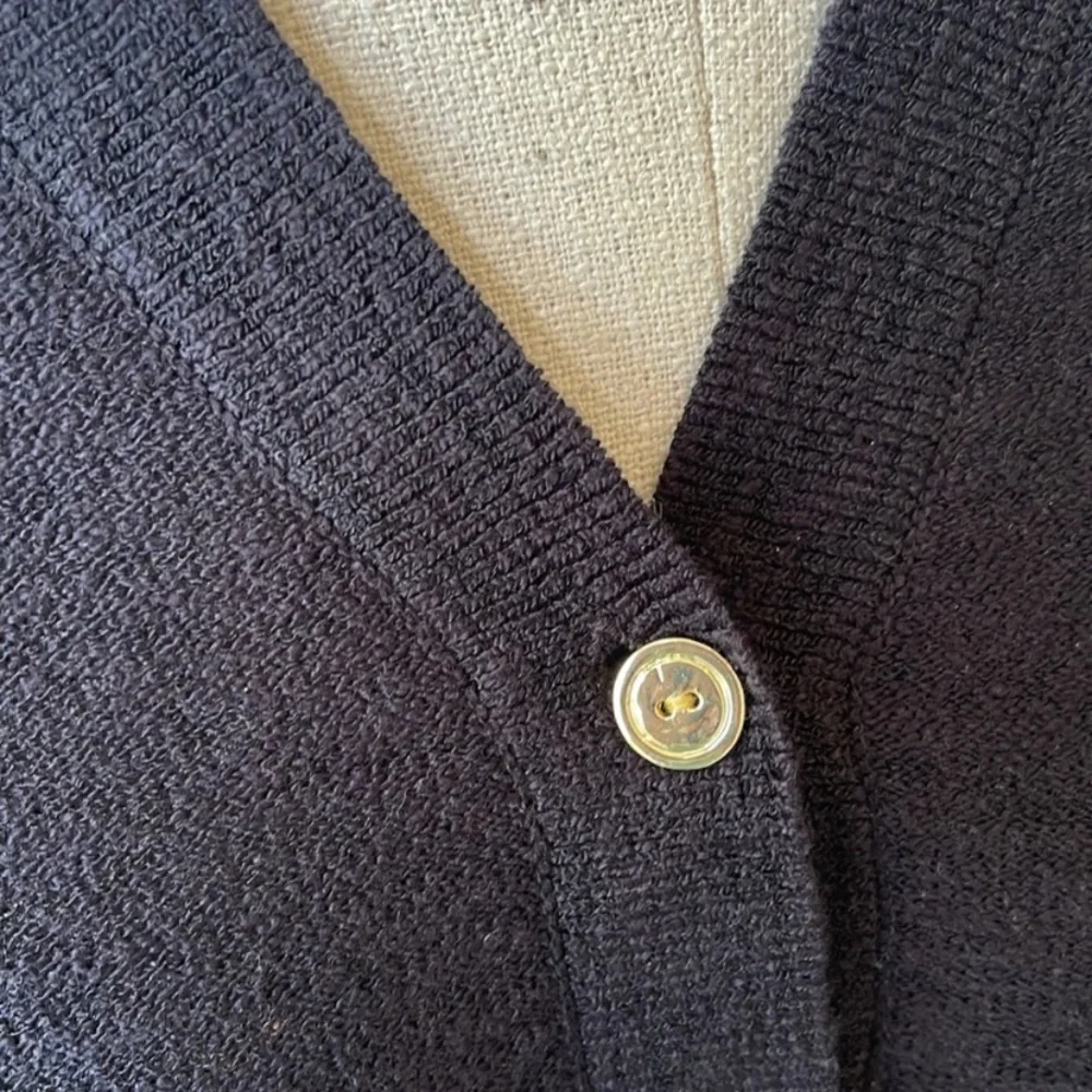 Loft V-Neck Pullover Sweater w/ Gold Buttons Size Large in Black - Picture 7 of 7